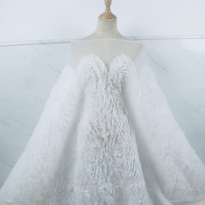 3D ruffled fabric,  3D tulle pleated lace fabric bridal wedding gown accessories sewing, photography background