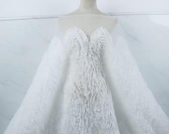 3D ruffled fabric,  3D tulle pleated lace fabric bridal wedding gown accessories sewing, photography background