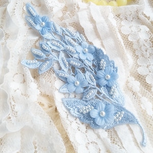 Apliques de renda com flores 3D off white, apliques de renda com motivo de folhas para faixa de noiva, corpete, bainha, sapatos de casamento, acessórios para ligas