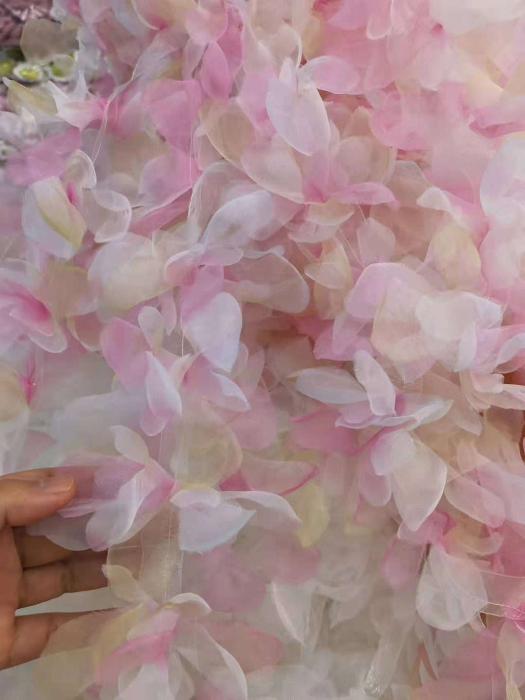 Mix Colors Pink 3D Ruffled Pleated Fabric Trim, Organza Ruffle Trimming ...