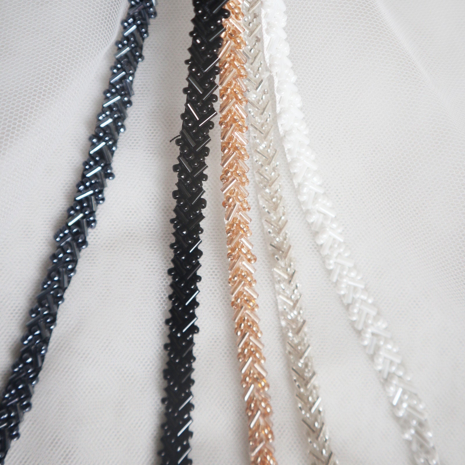 Beaded M/L Bugle Beaded Elastic Buttaneere Belt Belt- 1.75 main image 2