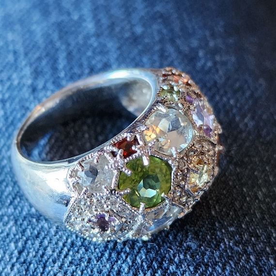 Vintage multi stone silver statement ring - image 3