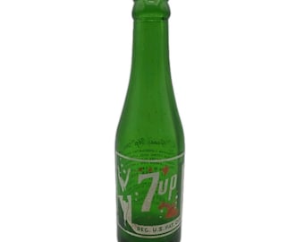 Garrafa de refrigerante 7Up antiga "Fresh Up" Lady Seven Ounces Glaser Beverages Seattle WA