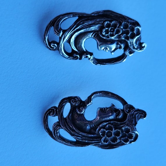 Art Nouveau silver vintage earrings - image 8