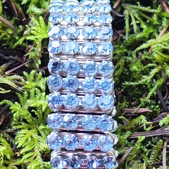 Vintage light blue rhinestone expansion bracelet - image 6