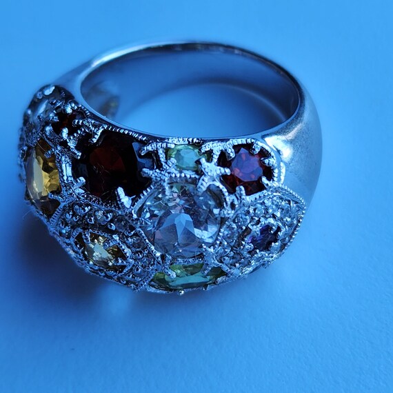 Vintage multi stone silver statement ring - image 10