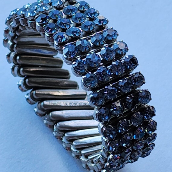 Vintage light blue rhinestone expansion bracelet - image 4
