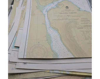 Vintage Seekarte NOAA SE Alaska CHS Kanada Große Karte Lot Of 21 1970-80er Jahre