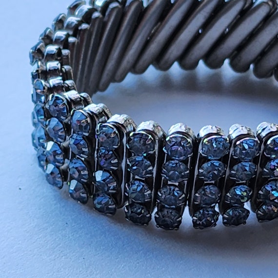 Vintage light blue rhinestone expansion bracelet - image 2