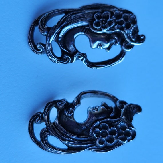 Art Nouveau silver vintage earrings - image 9