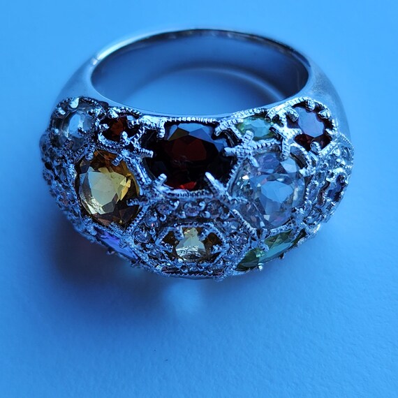Vintage multi stone silver statement ring - image 7