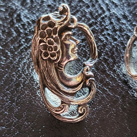 Art Nouveau silver vintage earrings - image 2