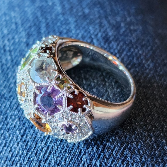 Vintage multi stone silver statement ring - image 8