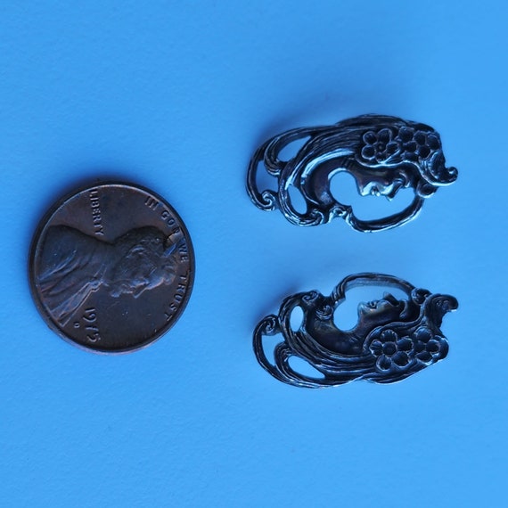 Art Nouveau silver vintage earrings - image 7