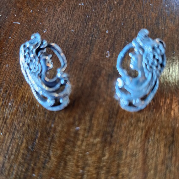 Art Nouveau silver vintage earrings - image 10