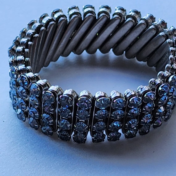 Vintage light blue rhinestone expansion bracelet - image 1