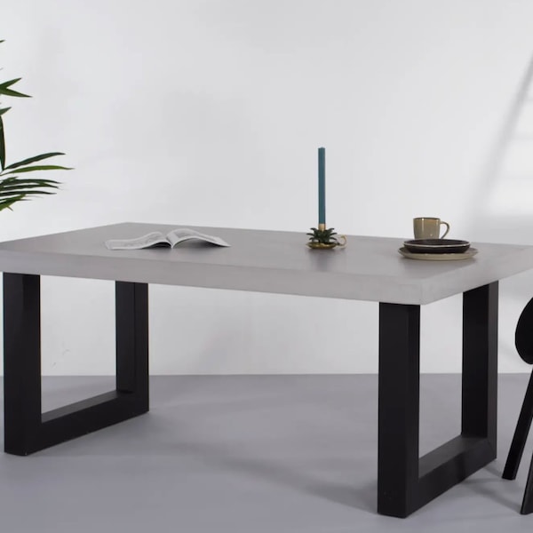 Beton tafel betonlook (betontafel, metalen tafelpoten, eettafel) - Gratis plaatsing + montage