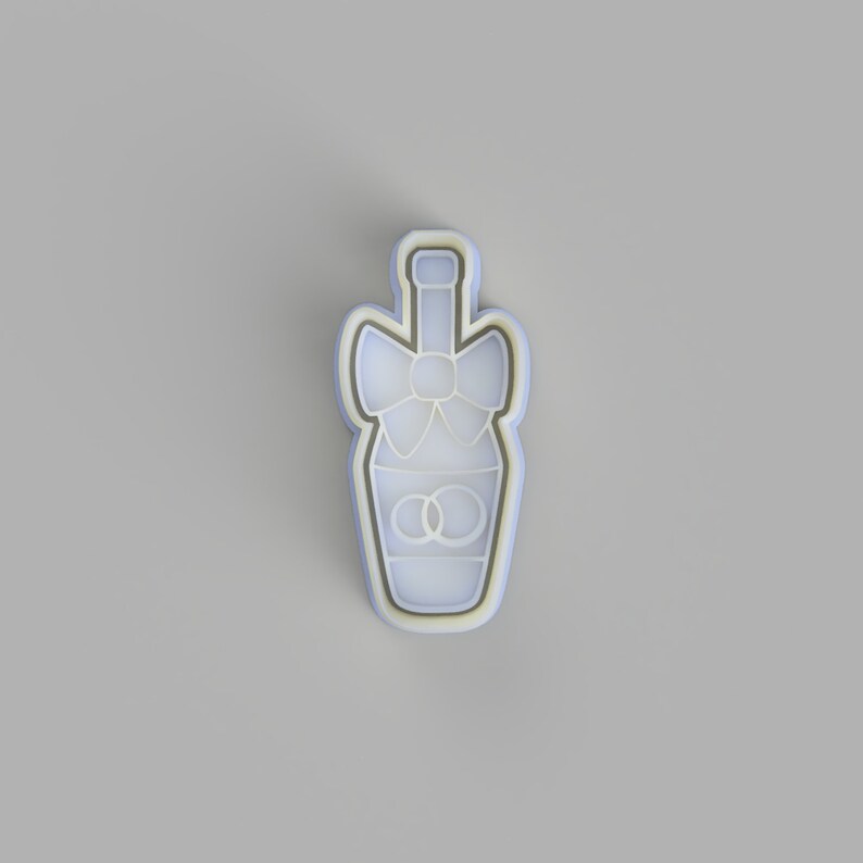 Champagne bottle with bow Cookie Cutter and Embosser. Etsy