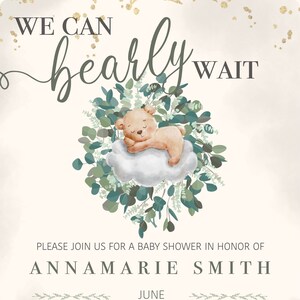 We Can BEARLY Wait Baby Shower Invitation, DIGITAL Invitation, Customizable