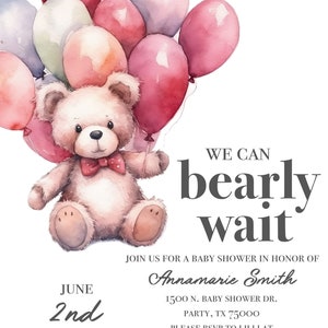 We Can BEARLY Wait Baby Shower Invitation, DIGITAL Invitation, Customizable