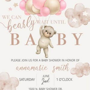 We Can BEARLY Wait For Baby Baby Shower Invitation, DIGITAL Invitation, Customizable