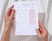 Pink Bow Baby Shower Game: Predictions & Advice Card (Canva Template, Digital Download)