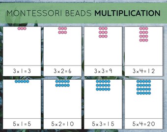 Montessori beads Multiplication arrays Flashcards