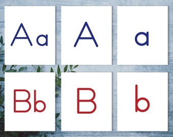 Montessori alphabet cards printable. Letter flash cards digital download.