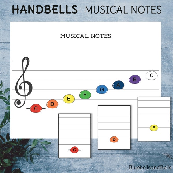 Montessori Music Handbells affiche et cartes de notes de musique imprimables