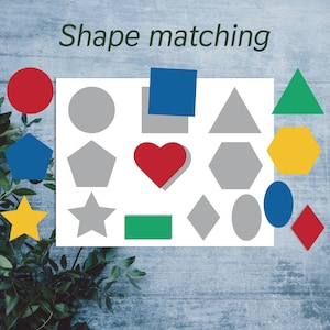 Shape matching printable. Toddler matching activity. Preschool printable.