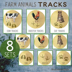 Farm Animal Tracks Flashcards. Montessori Spring Printable. Preschool ...