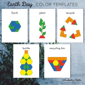 Earth Day Pattern Blocks Templates. Spring Printable for Kindergarten ...