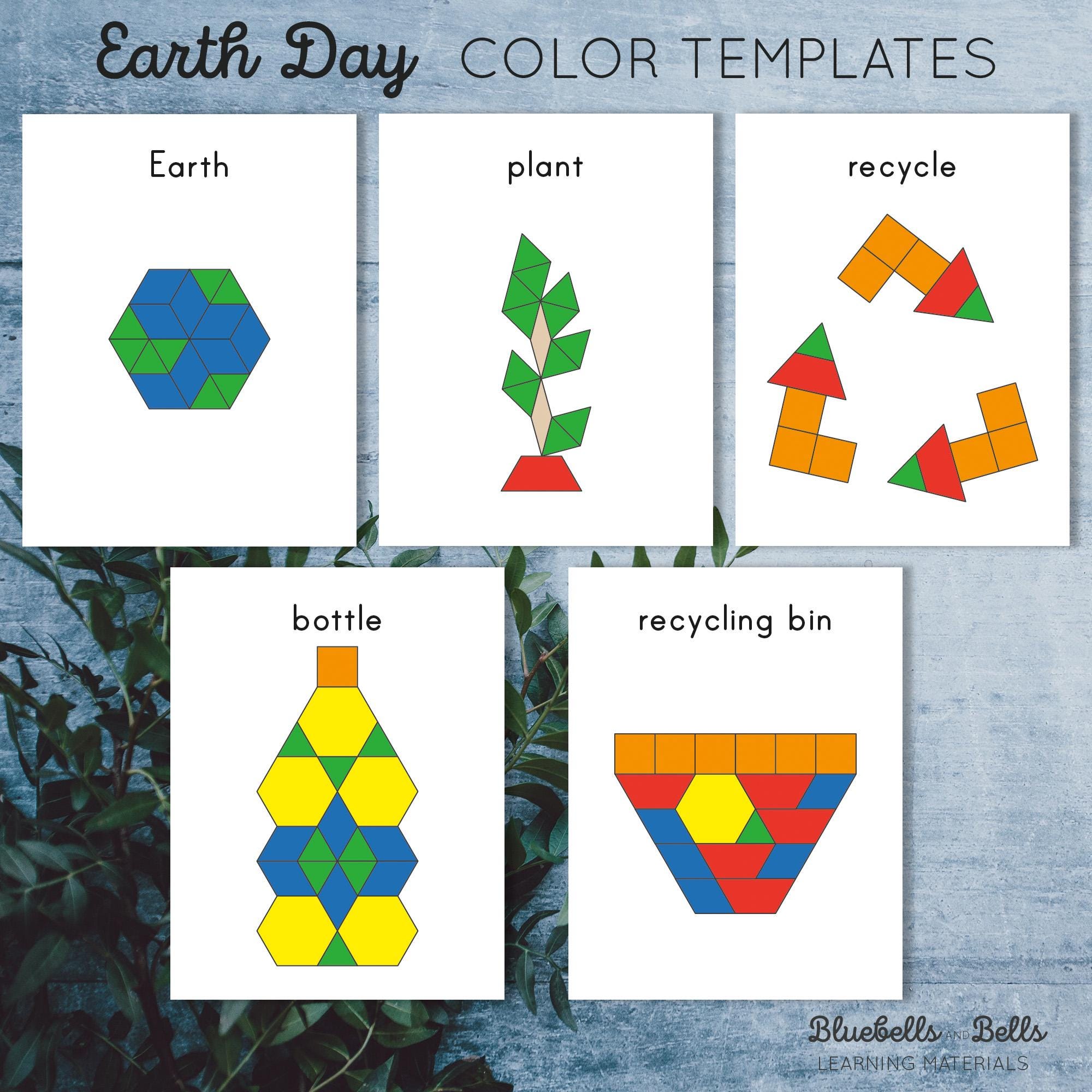 Earth Day Pattern Blocks Templates. Spring Printable for Kindergarten ...