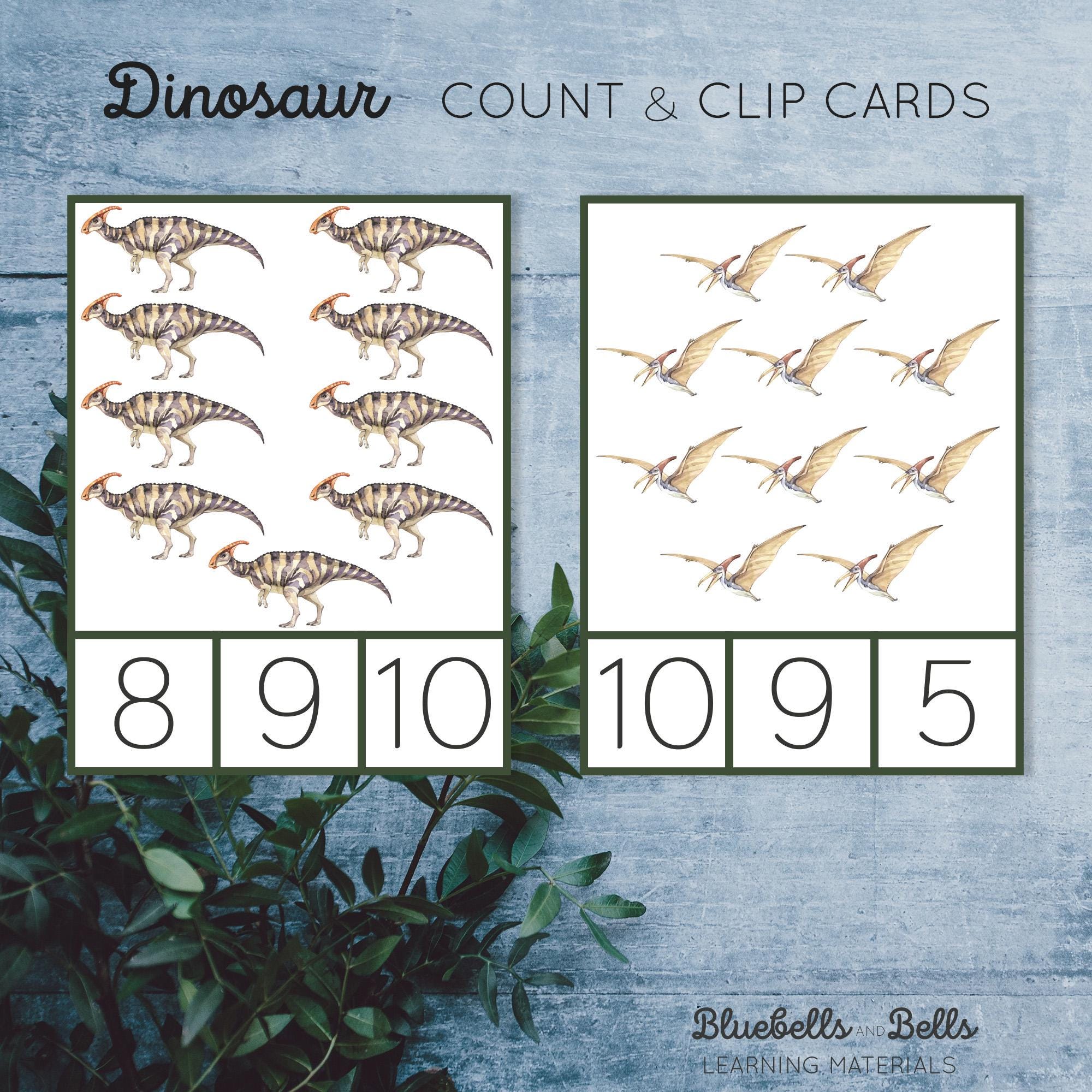 Dinosaur Count and Clip Cards 1-10. Preschool Montessori Math Printable ...