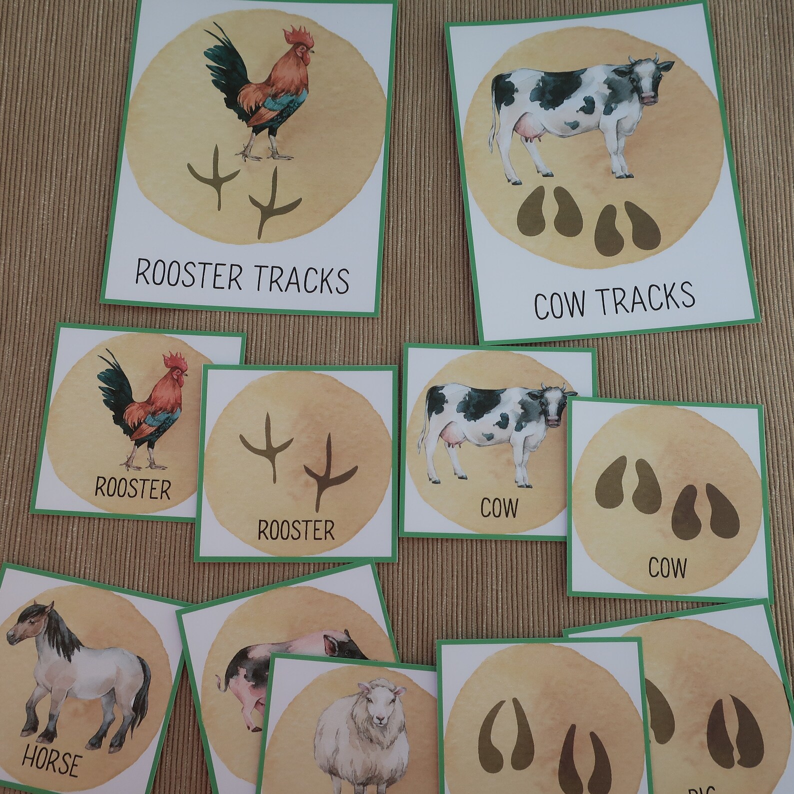 Farm Animal Tracks Flashcards. Montessori Spring Printable. Etsy