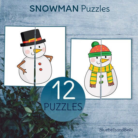 Snowman Printable Puzzles for Toddlers and Preschoolers. | Etsy