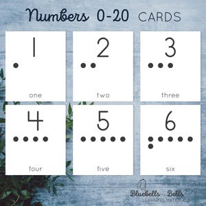 Cartes numériques simples avec dix cadres de 0 à 20