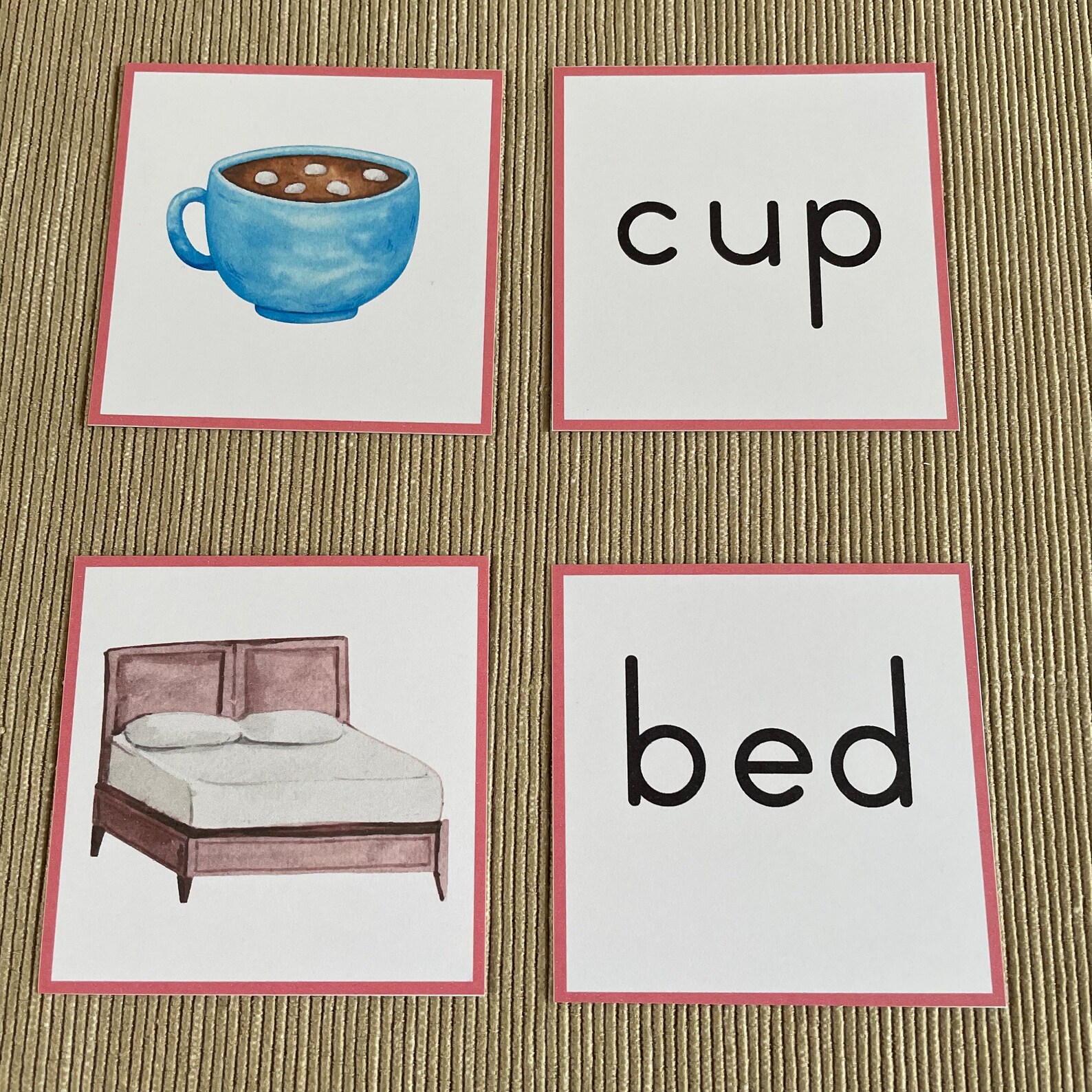 Montessori Printable CVC Word and Picture Matching Activity. Pink ...