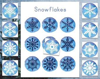 Snowflake shadow matching cards. Montessori winter printable.
