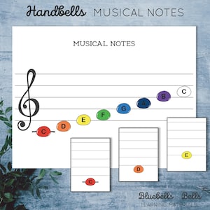 Montessori Musik Handglocken druckbare Musiknoten Poster und Karten