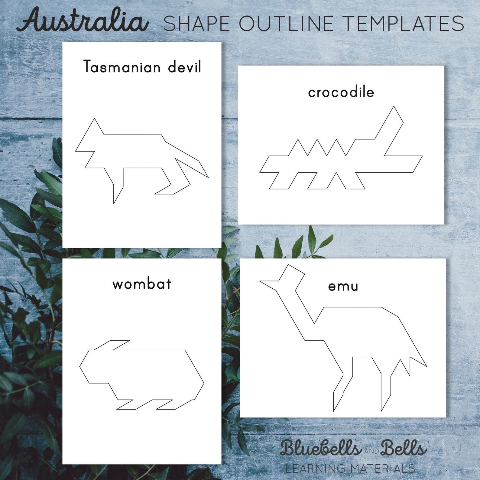 Australia Animals Pattern Blocks Templates. Preschool and Kindergarten ...