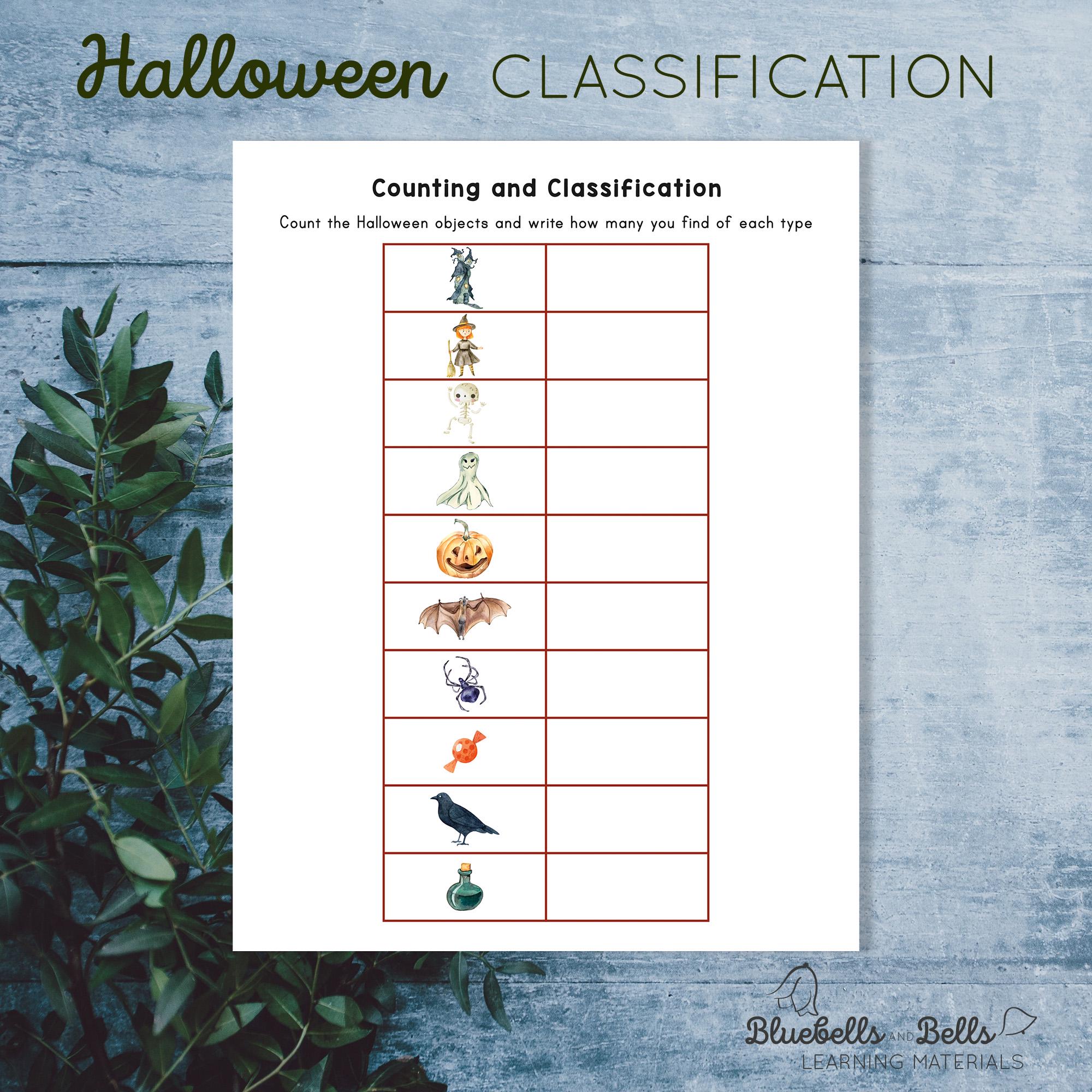 Hojas de trabajo imprimibles de gráficos de Halloween para preescolar.  Actividad de matemáticas Montessori de otoño \, image size:2000x2000