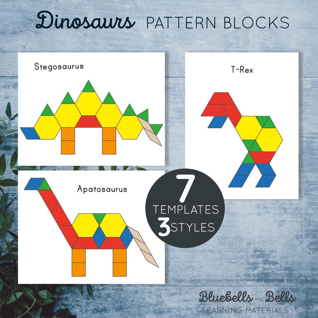 dinosaur-pattern-blocks-printable-templates-preschool-and-kindergarten-shape-matching-activity-etsy