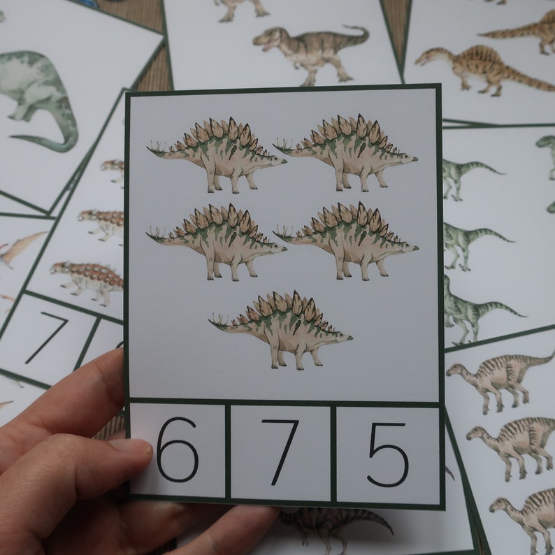 Dinosaur Count and Clip Cards 1-10. Preschool Montessori Math Printable ...