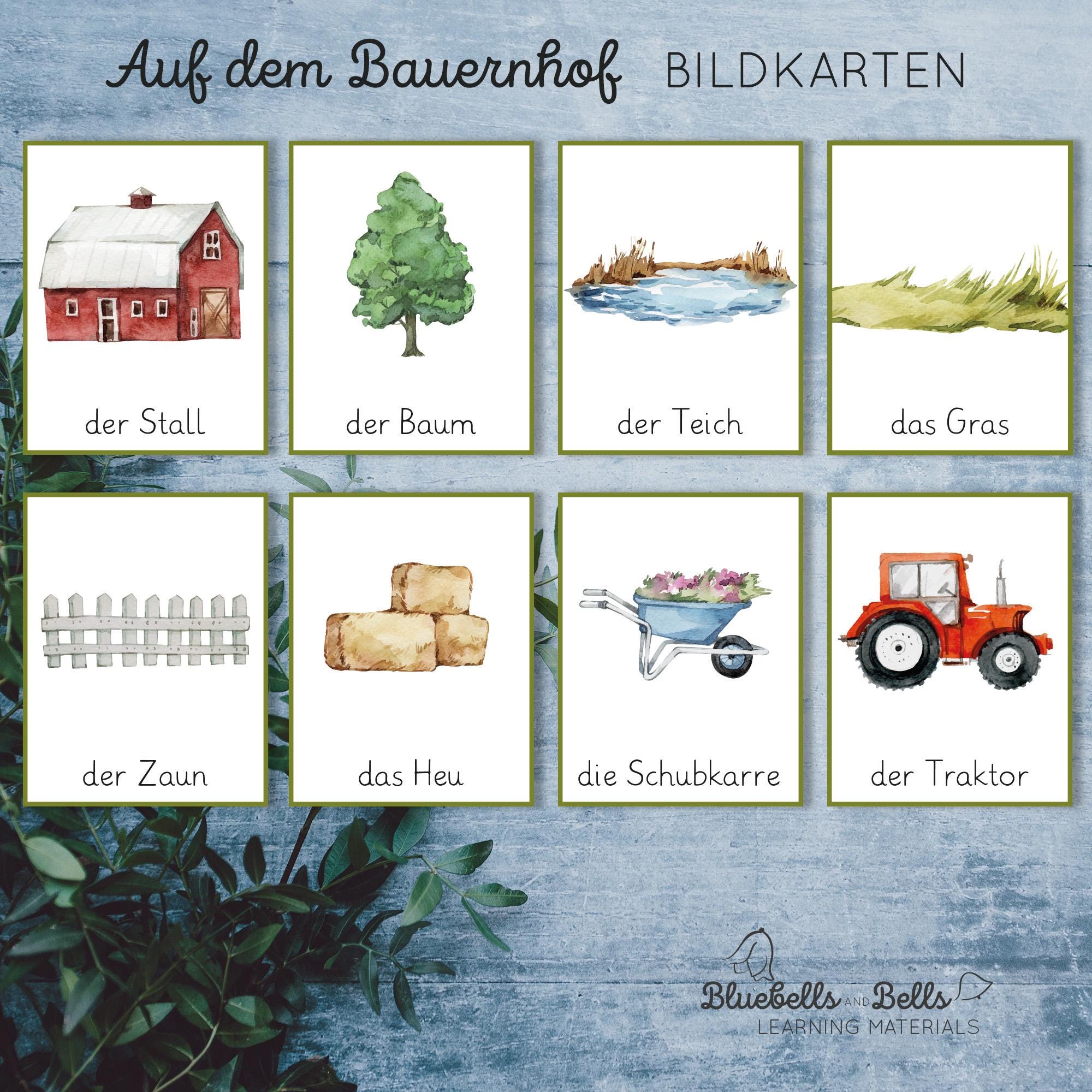 Bauernhoftiere Bildkarten. Lernkarten Deutsche Sprache Für Kleinkinder
