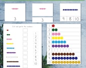 Montessori colored bead stair printables. Preschool math activities. Homeschool counting worksheets.