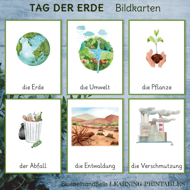 Tag Der Erde Lernkarten. Wortschatz Kindergarten Und Vorschule