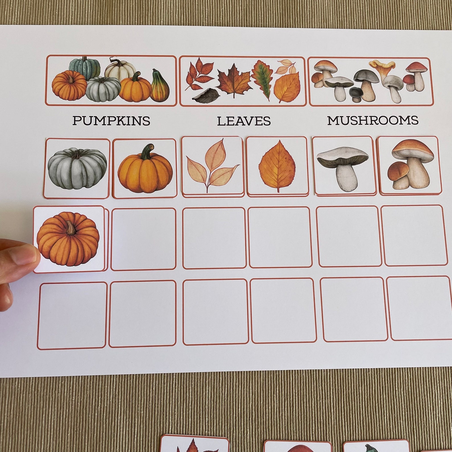 Fall Preschool Montessori Printable Category Sorting Activity. Toddler ...