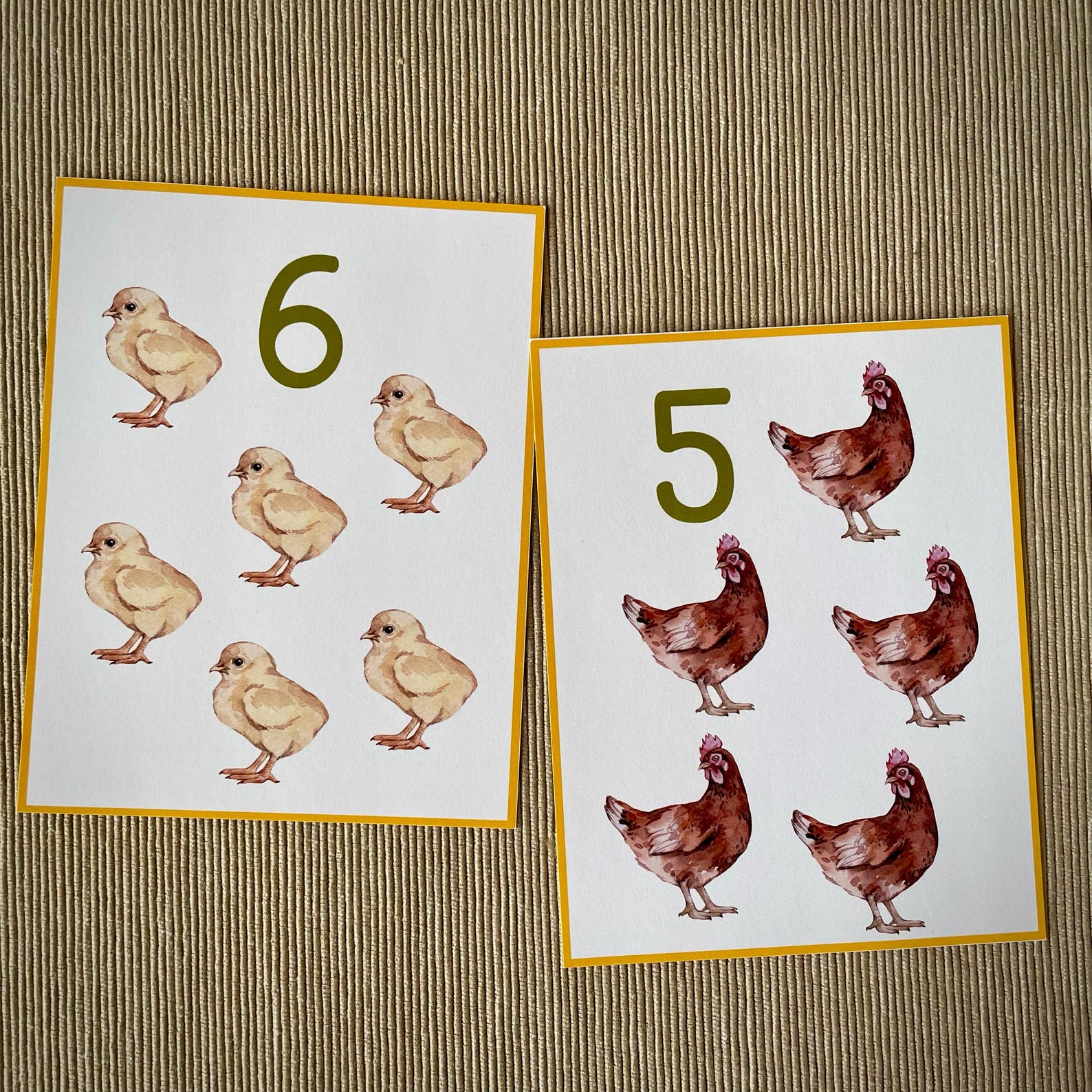 Farm Animal Number 1-10 Flash Cards. Toddler Watercolor Printable ...