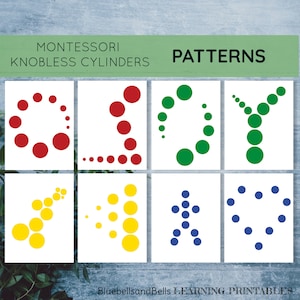 Montessori knobless cylinders patterns. Matching activity for preschool and kindergarten.